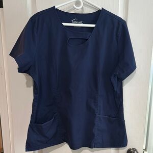 XL Buttersoft Navy Blue Scrub Top